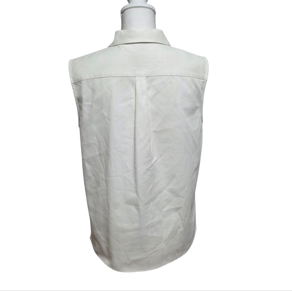Theory Sleeveless Polo Top Piqué Cotton Polo Shell Shirt White Medium - Picture 5 of 8